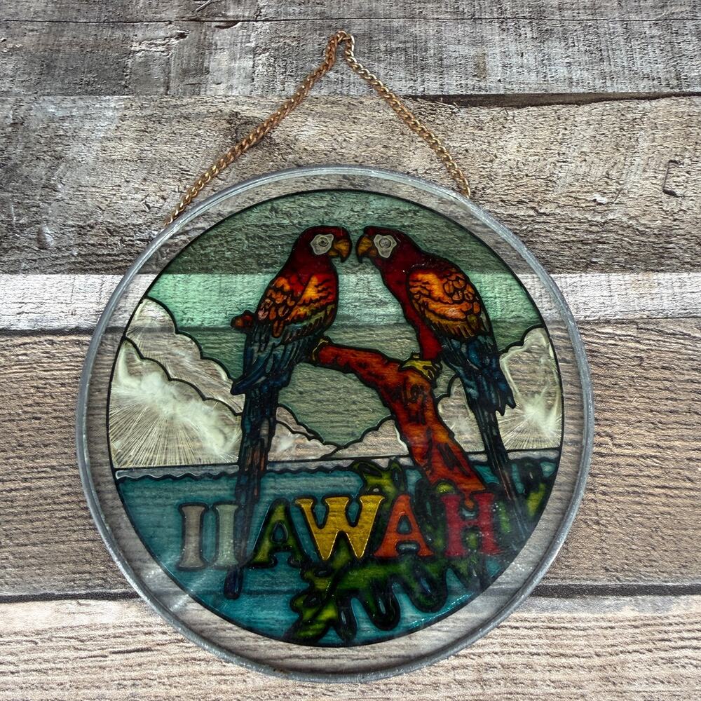 Glass Suncatcher Hawaii Parrot Couple Home Decoration Decor